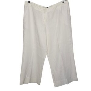 Tommy Bahama Linen Pants Size 12 Cropped Wide Leg White‎ Beach Boho Classic